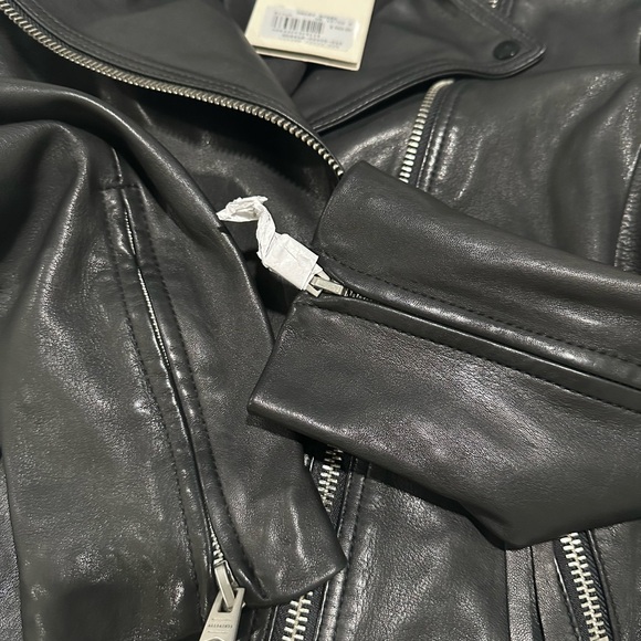 ALLSAINTS DOLBY BIKER SHEEP LEATHER JACKET BLACK SIZE 6 - Picture 10 of 12